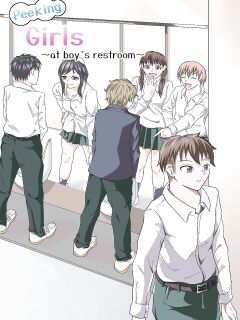 Peeking girls at boy's restroom